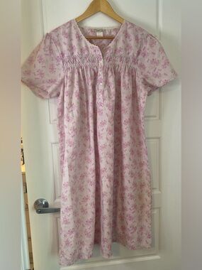 Carroll Reed Vintage pink floral nightgown size XL short sleeve Prairie dress